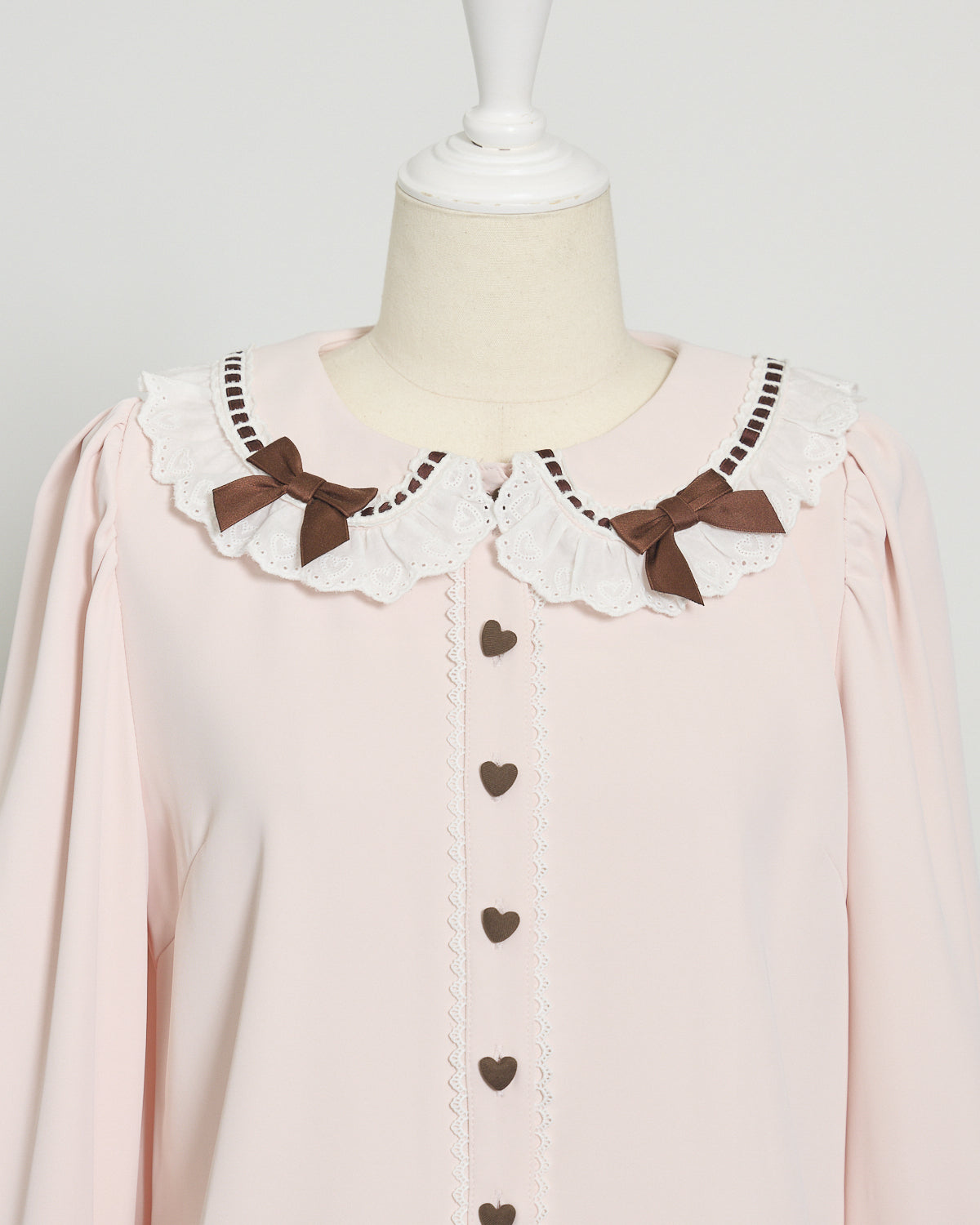 コットンフリルハートボタンブラウス