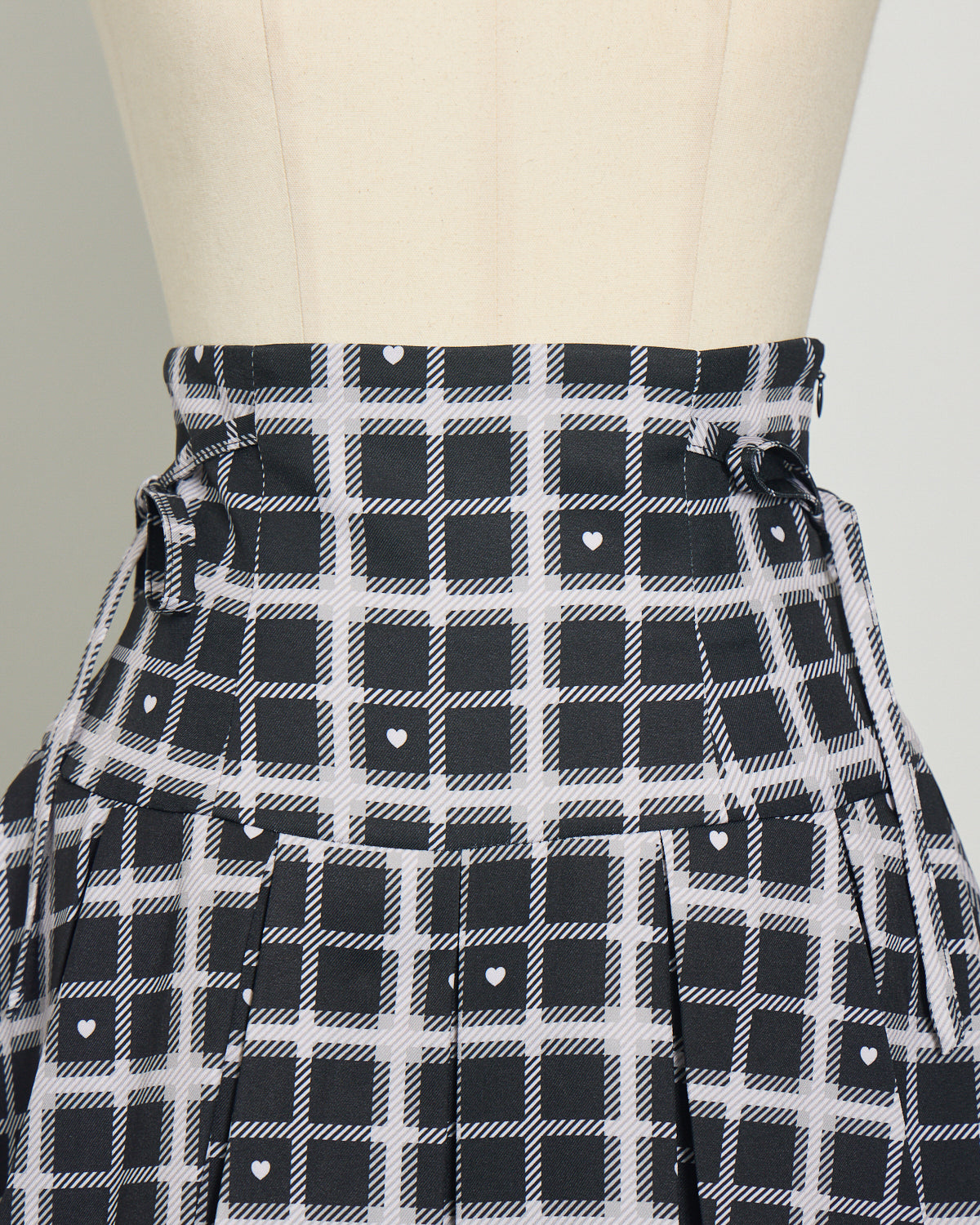 piumハートチェックプリーツミニスカート