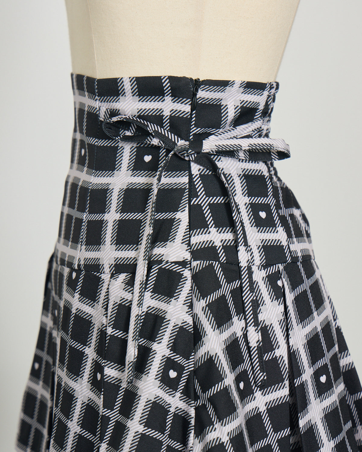 piumハートチェックプリーツミニスカート