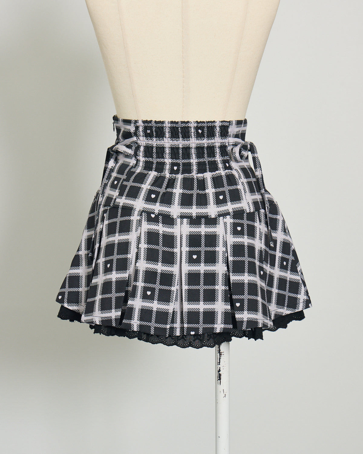 piumハートチェックプリーツミニスカート
