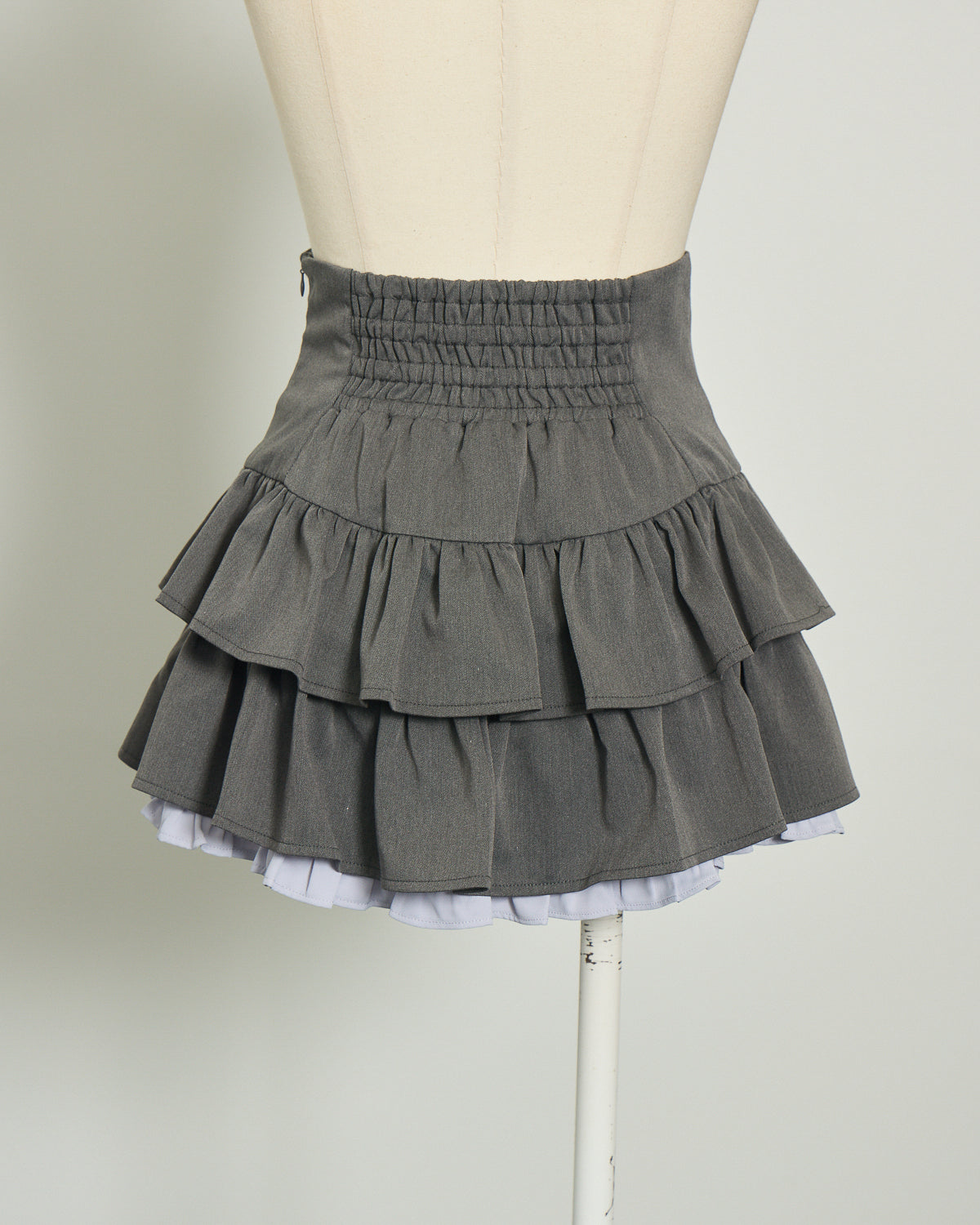 バイカラーフリルティアードミニスカート