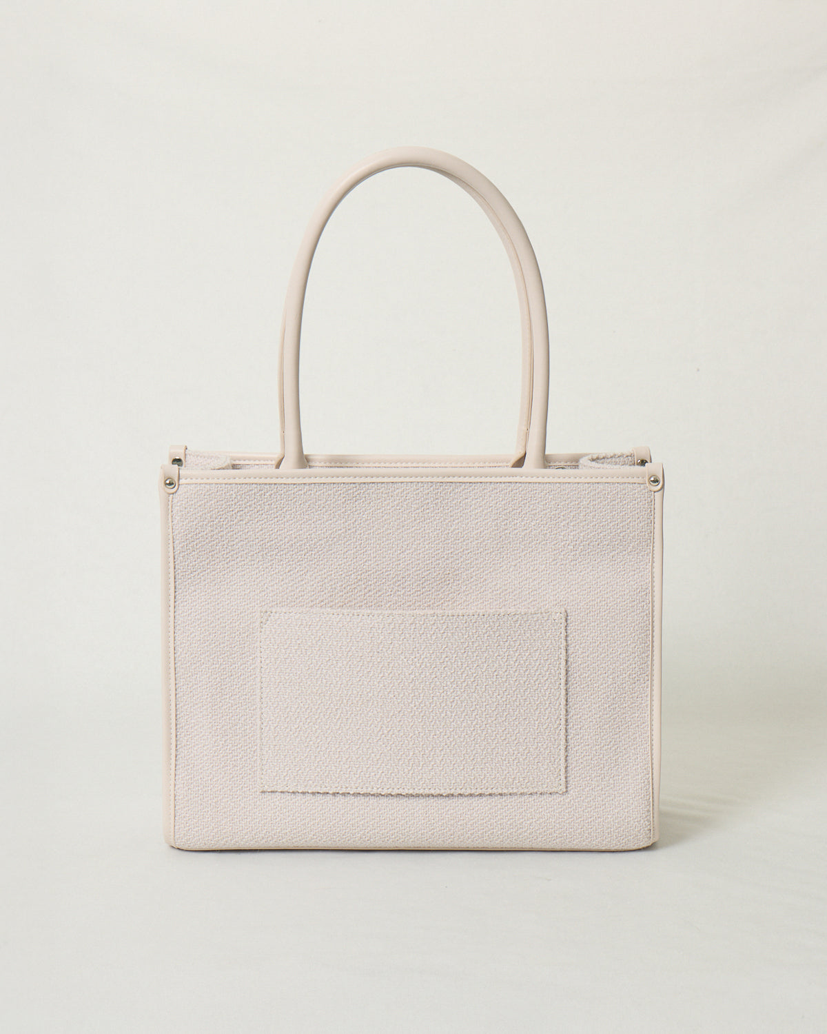 リボンチャーム付きツイードスクエアトートバッグ