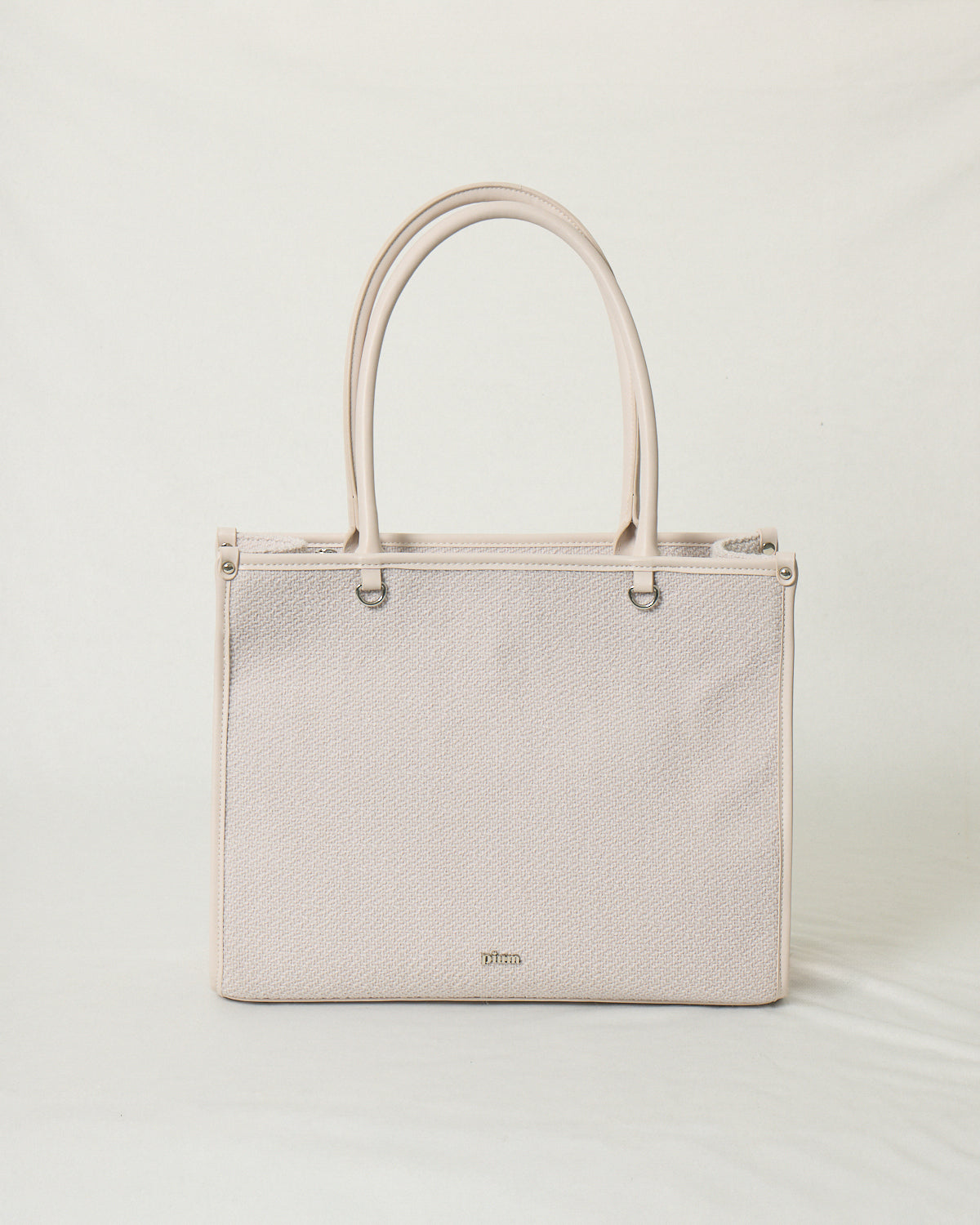 リボンチャーム付きツイードスクエアトートバッグ