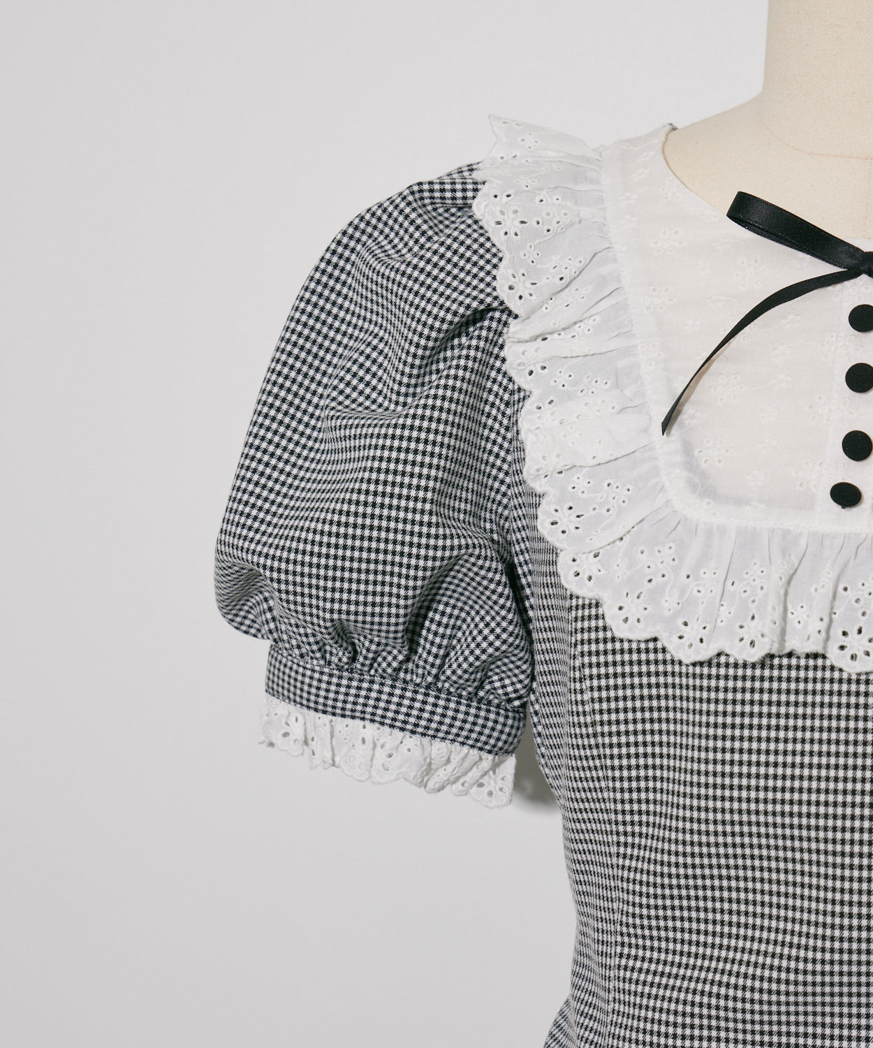 コットンレースドーリーカフェワンピ