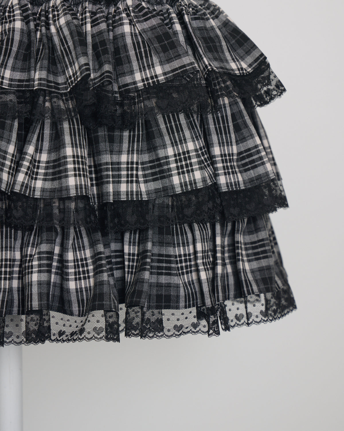 レース付きティアードミニスカート