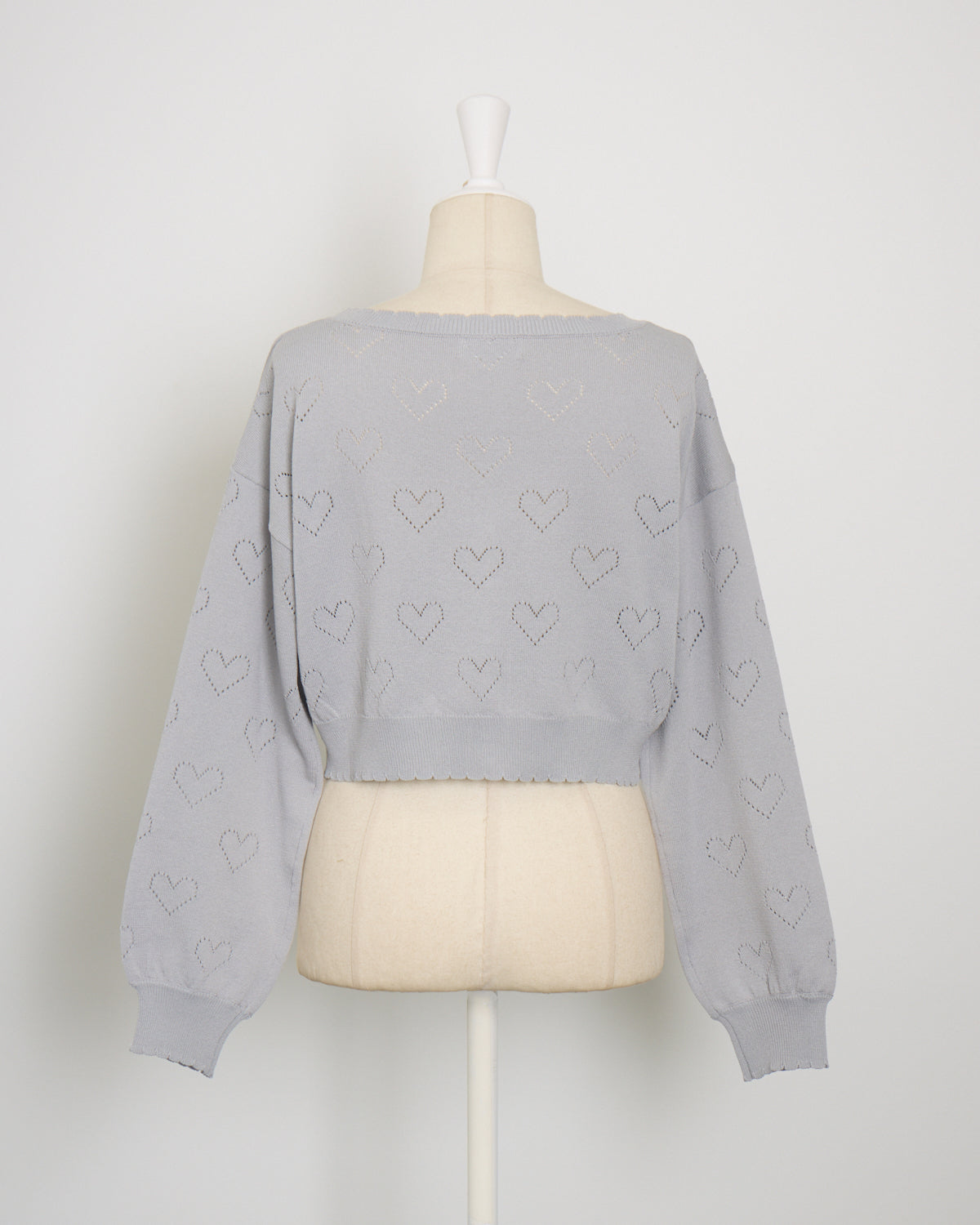 ハート透かしビジューボタンカーデ