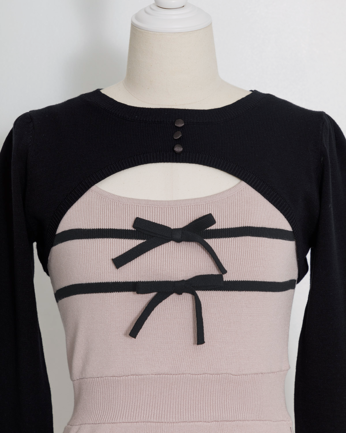 リボンテープレイヤードニットワンピ