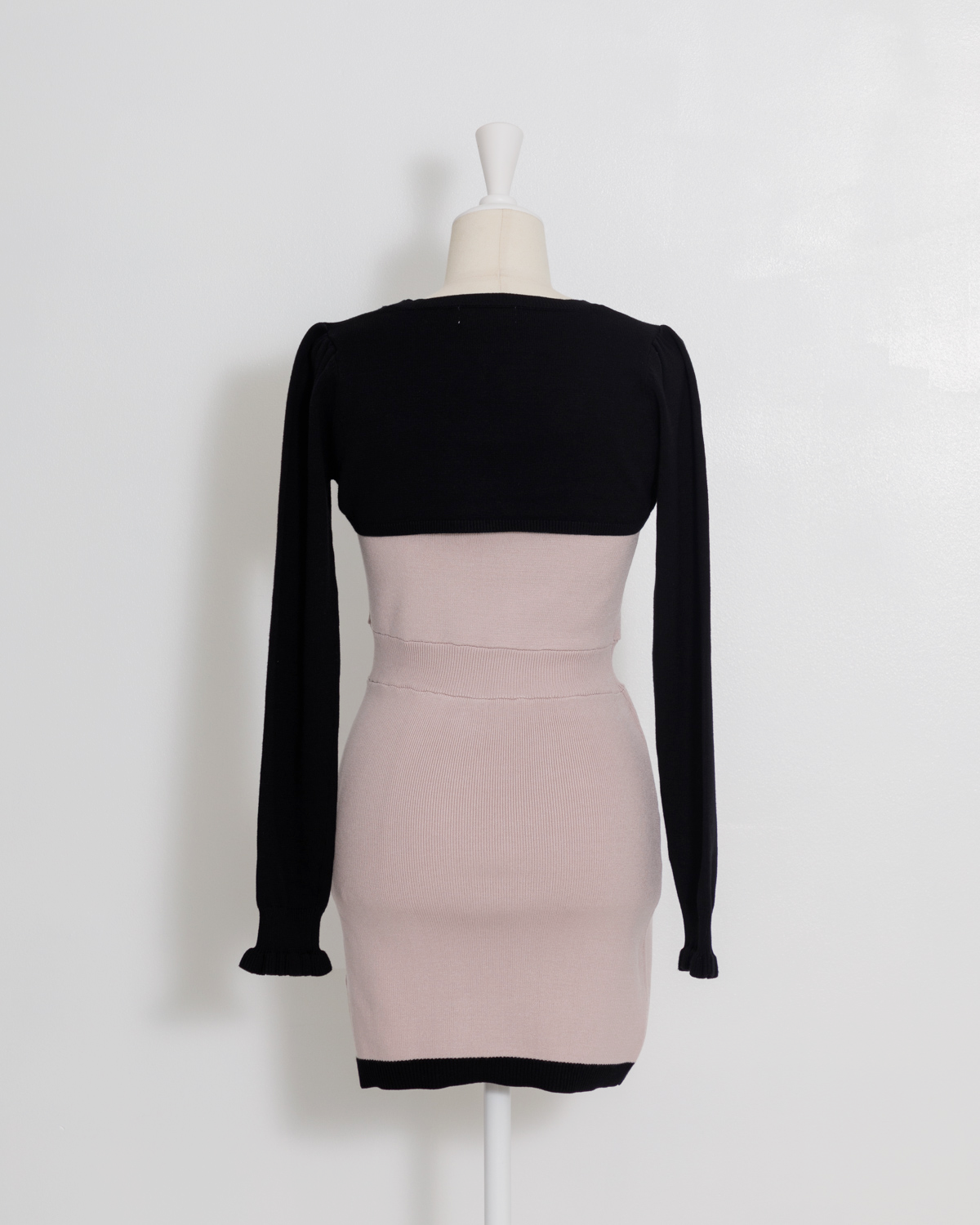 リボンテープレイヤードニットワンピ