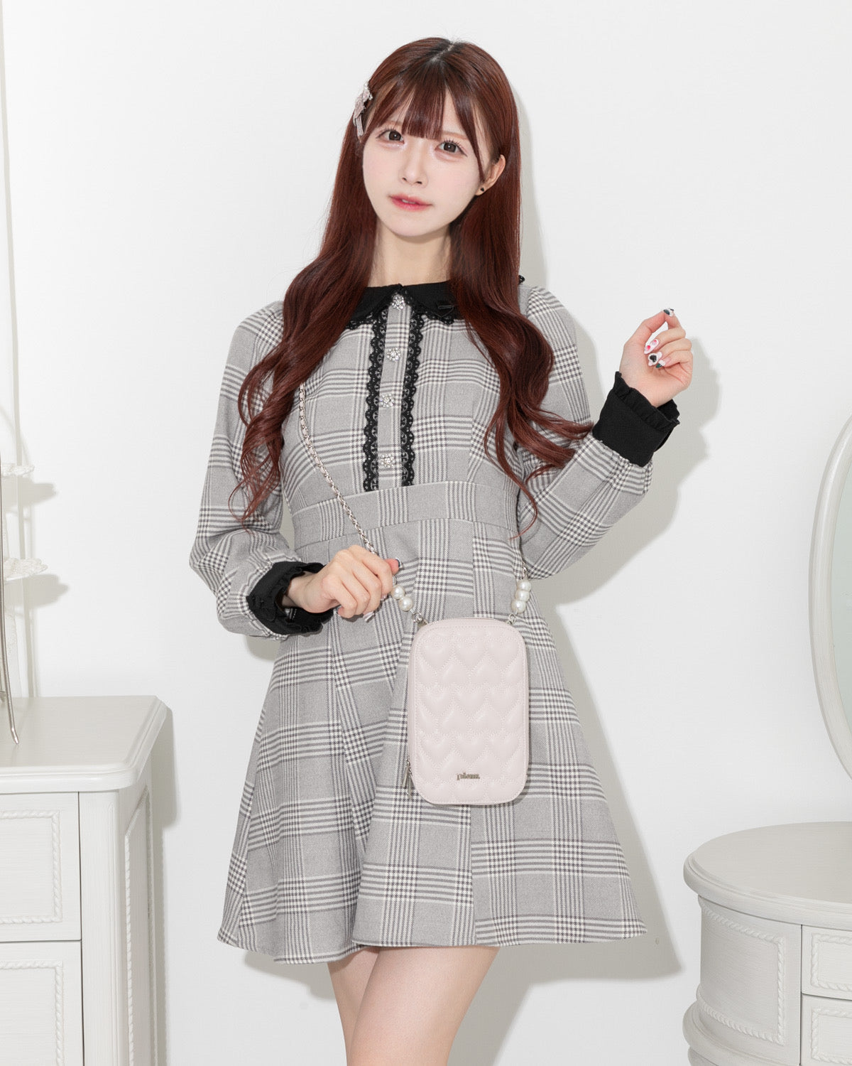하트 퀼팅 폰 홀더
