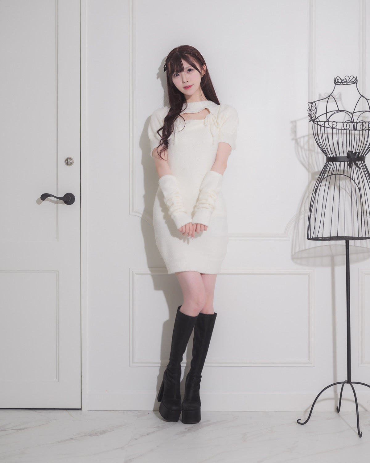 モデル身長:161cm/着用カラー:ホワイト