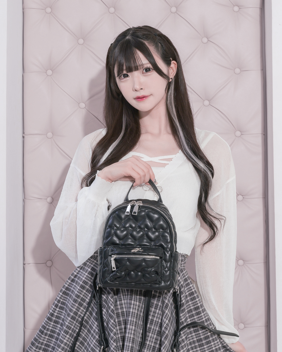 하트 퀼팅 미니 배낭