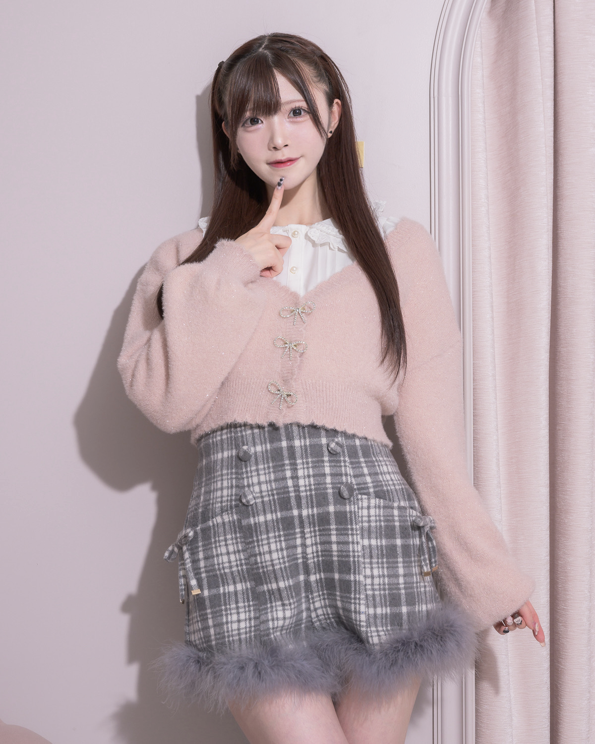 モデル身長:161cm/着用カラー:グレーチェック
