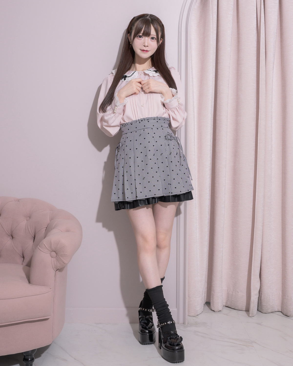 モデル身長:161cm/着用カラー:ピンク