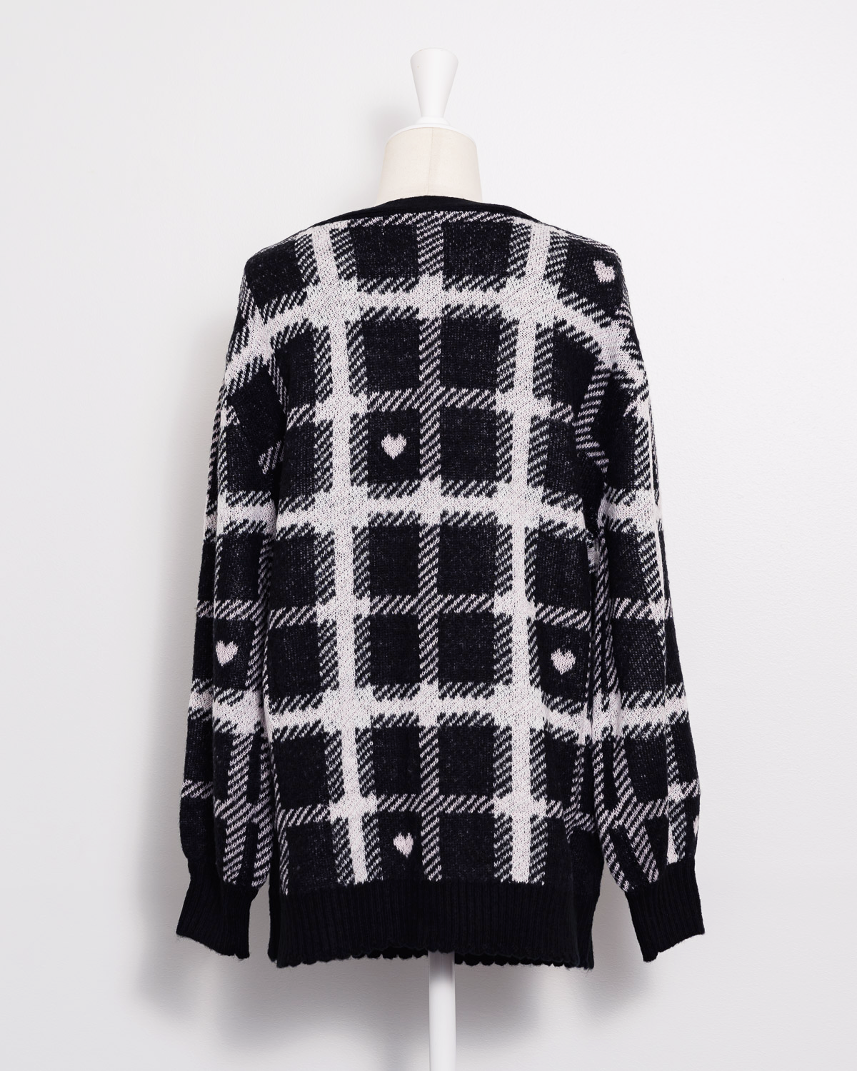 piumハートチェックロングカーデ