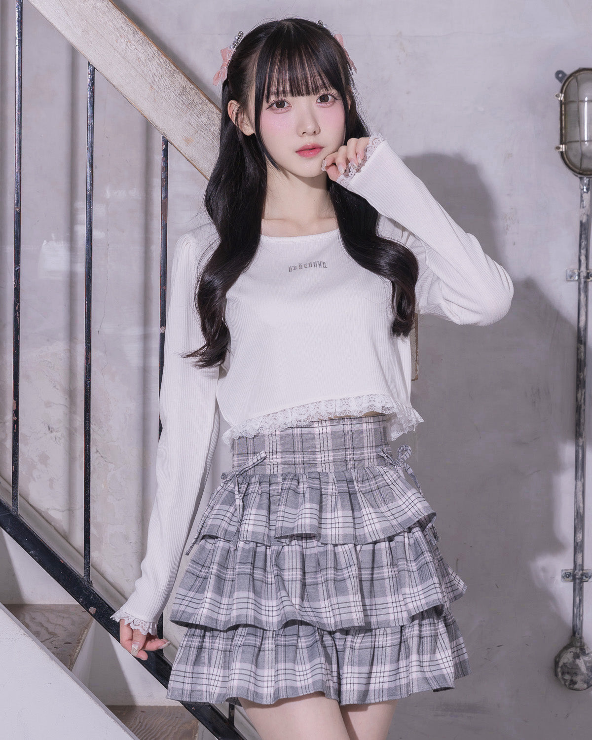 モデル身長:159cm/着用カラー:ホワイト