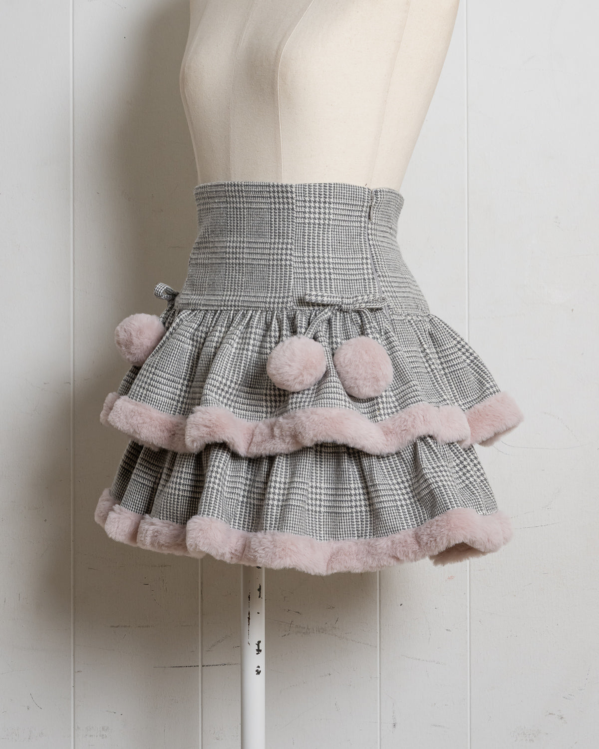 ファー付きティアードミニスカート