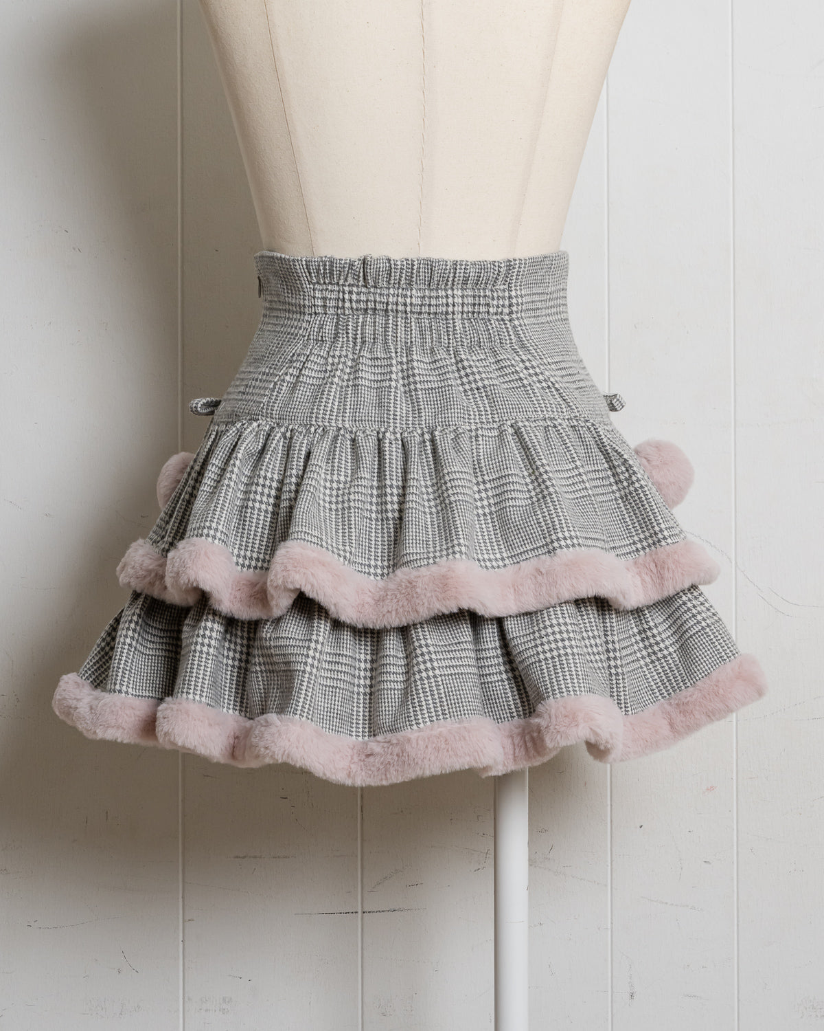 ファー付きティアードミニスカート