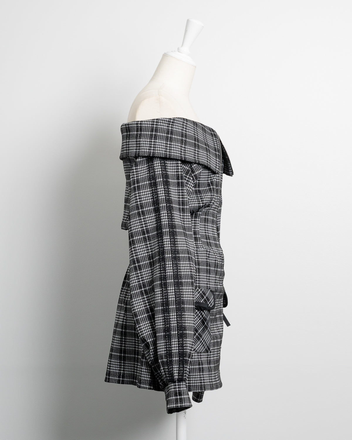 レースラインチェックカットワンピース