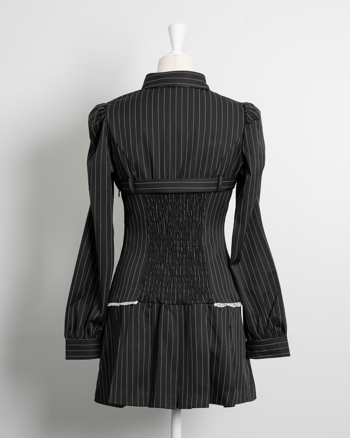 ベルトストライプ長袖ワンピース