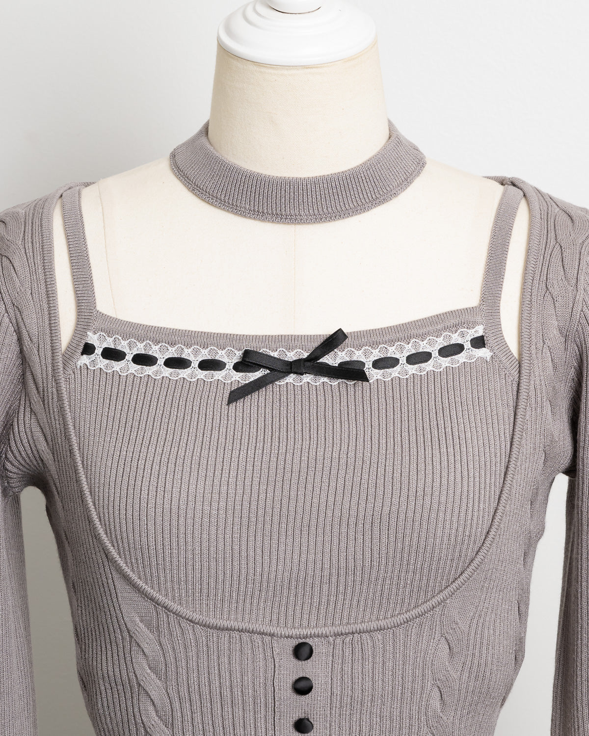 チョーカー付きケーブルカーデ×キャミセット