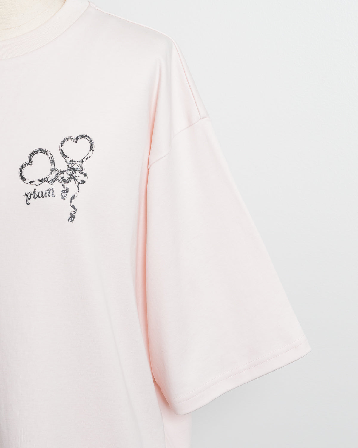 pium teddy friends ラメプリントオーバーサイズ半袖Tシャツ