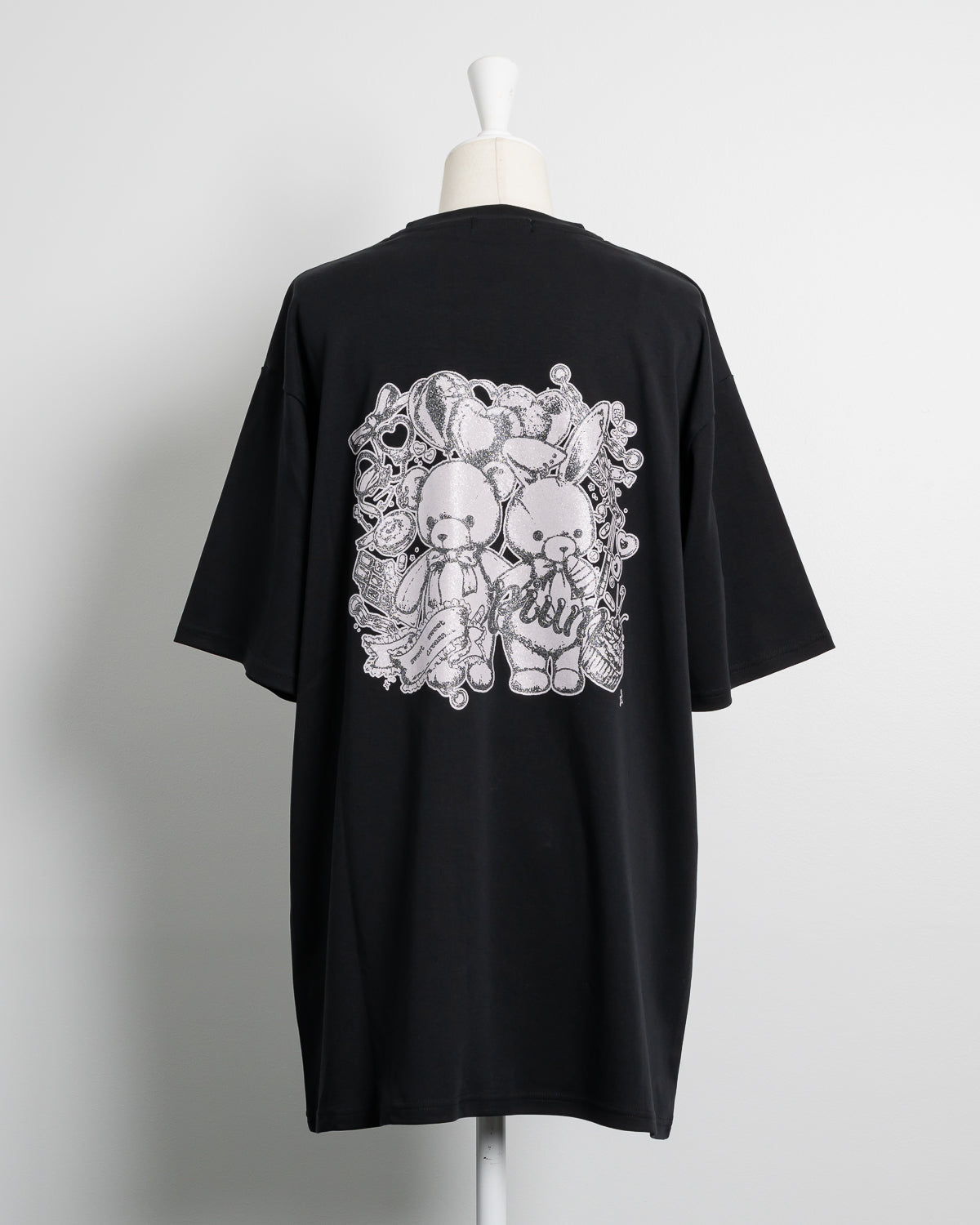 pium teddy friends ラメプリントオーバーサイズ半袖Tシャツ