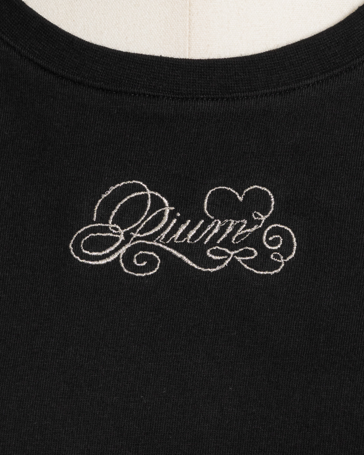 ロゴ刺繍レースリボンTシャツ