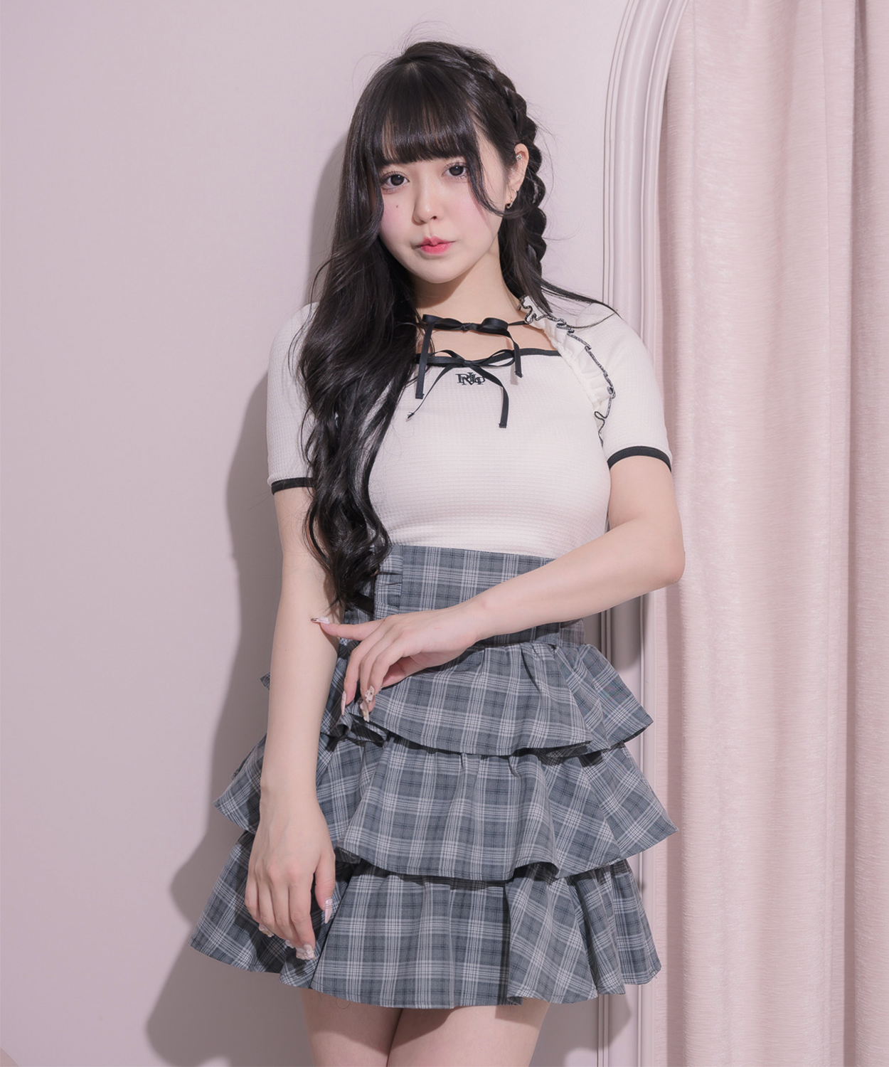 モデル身長:157cm/着用カラー:グレーチェック