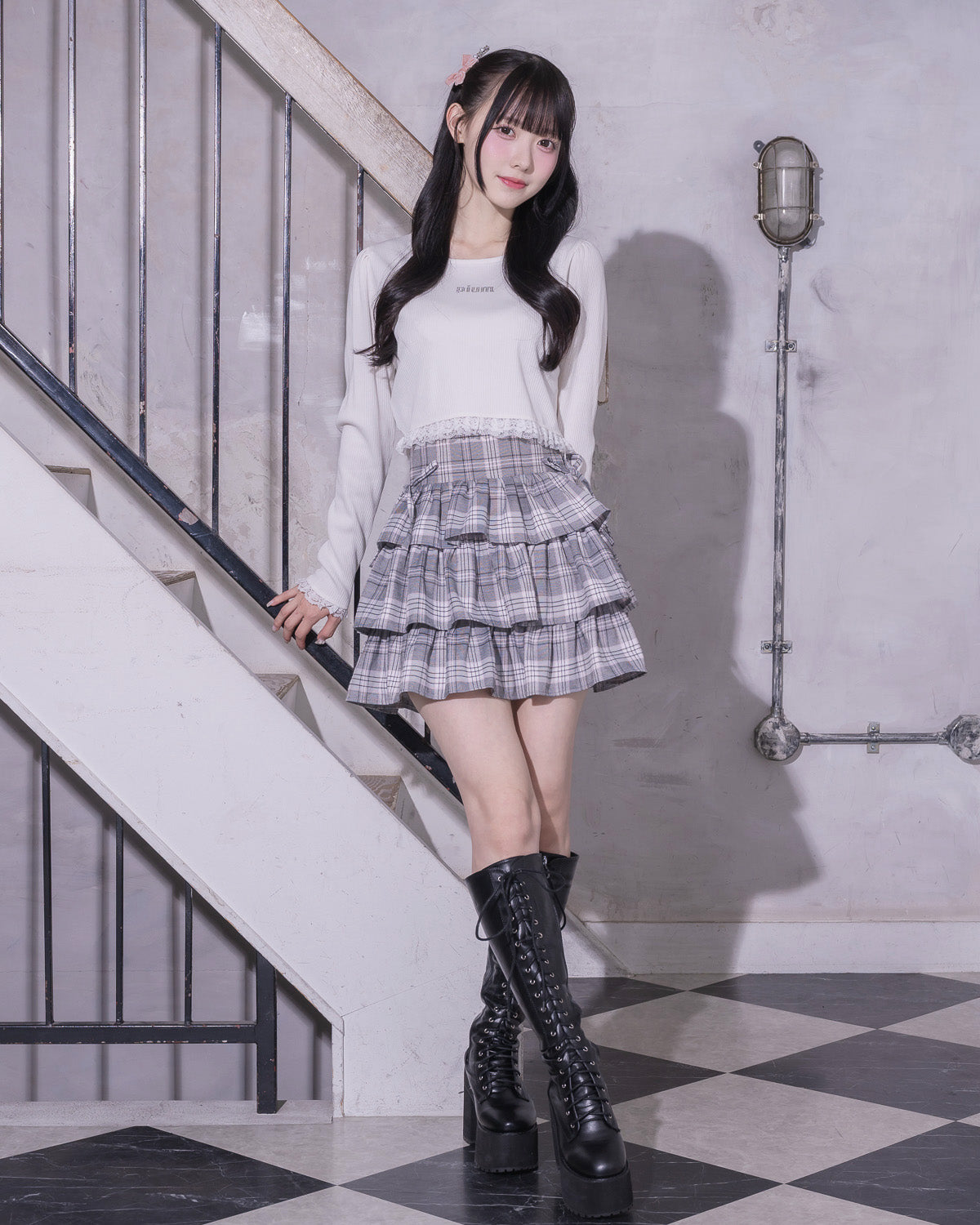 モデル身長:159cm/着用カラー:ホワイト