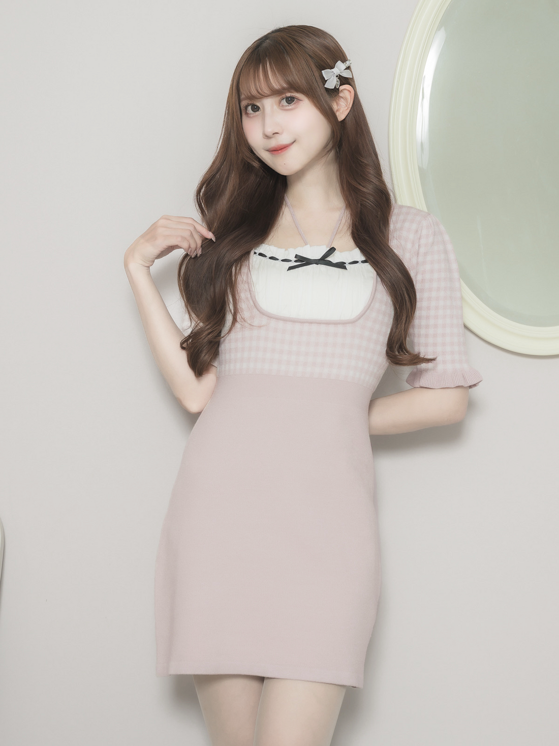 モデル身長:159cm/着用カラー:ピンク