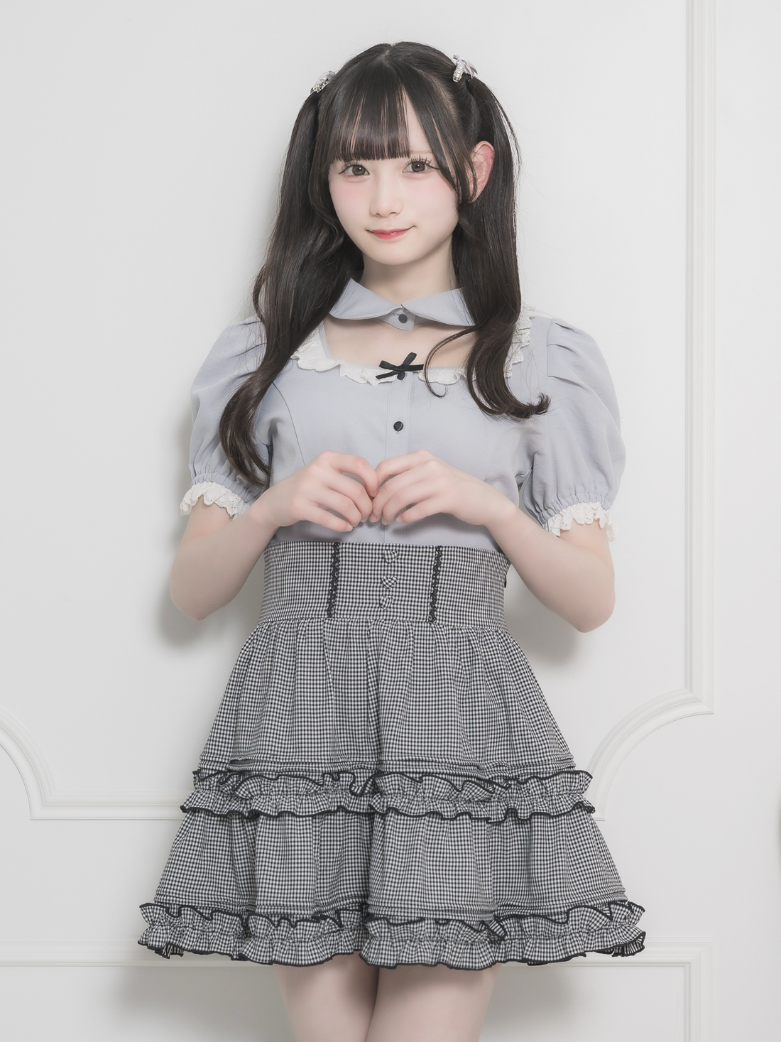 モデル身長:155cm/着用カラー:ギンガム