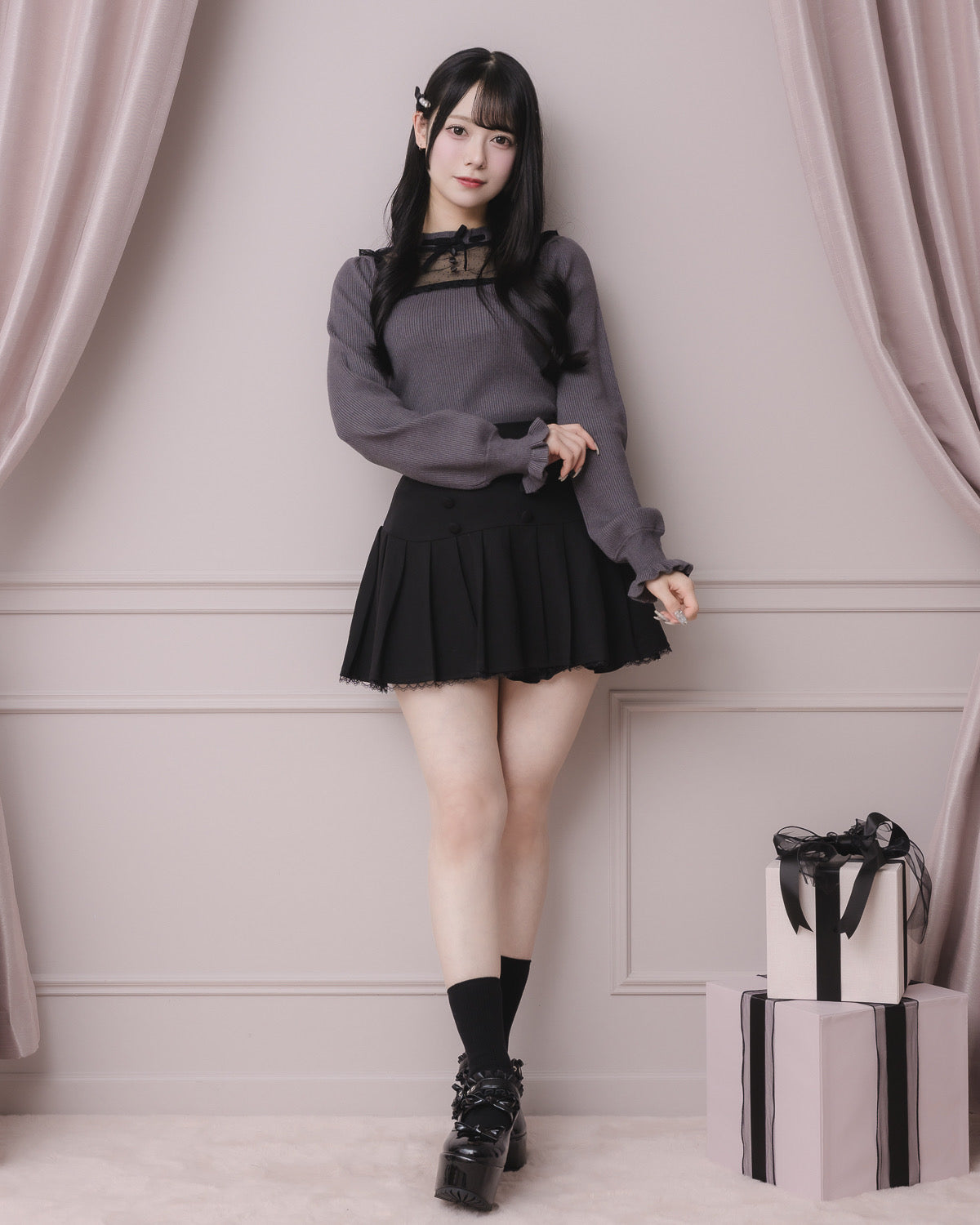 モデル身長:155cm/着用カラー:チャコール