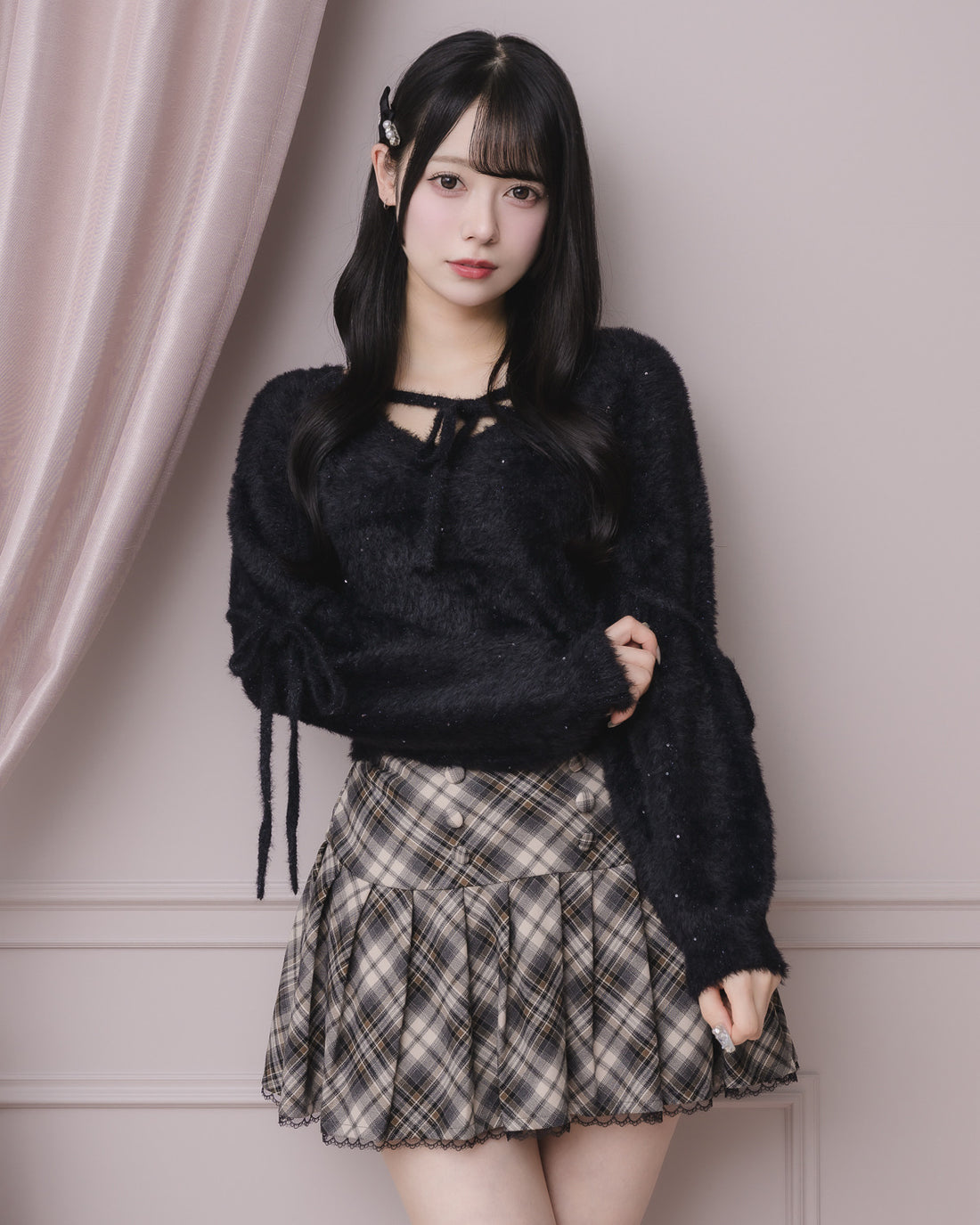 モデル身長:155cm/着用カラー:ブラック