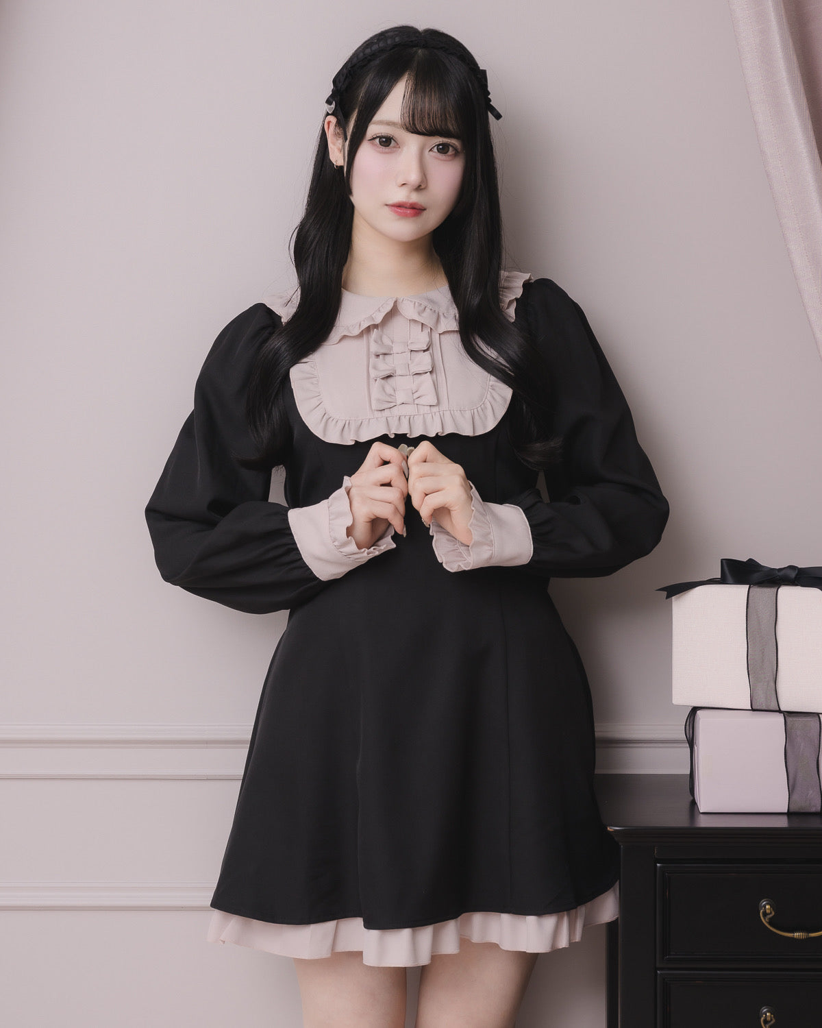 モデル身長:155cm/着用カラー:ブラック