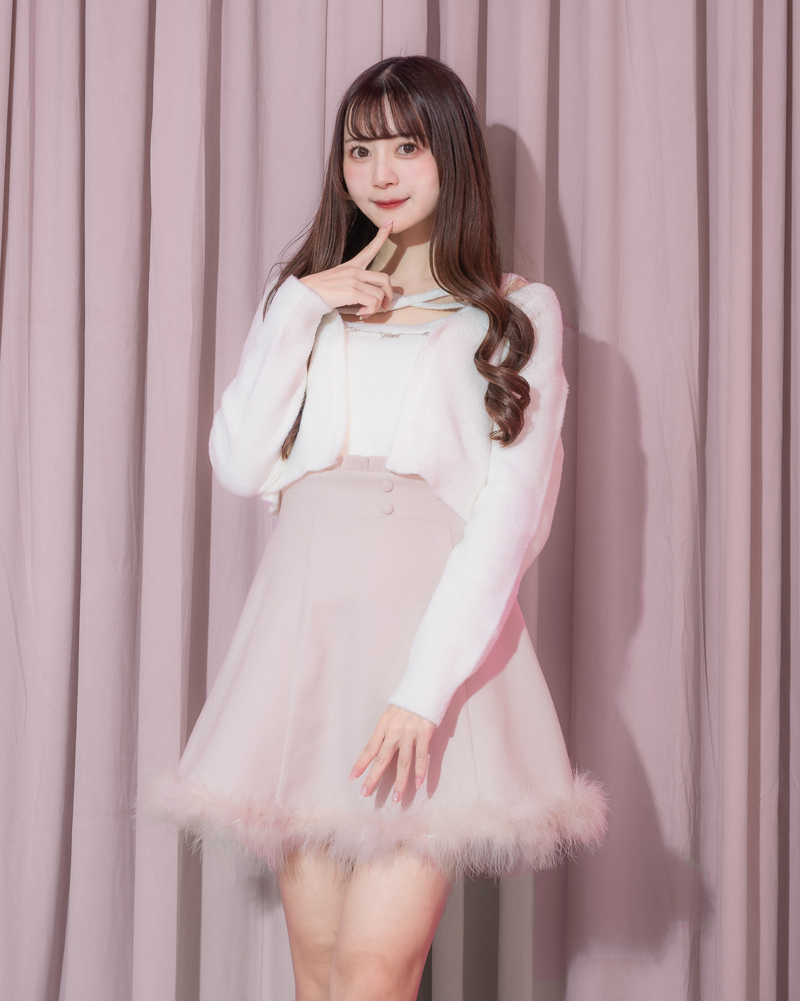 クロスキャミ付きマシュマロカーデセット