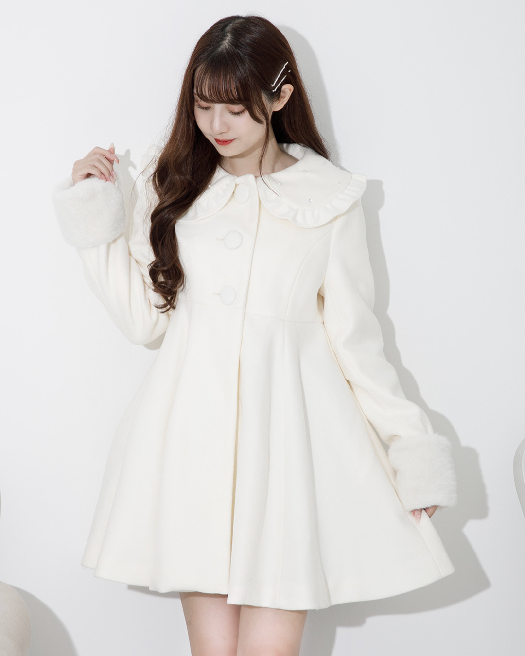 モデル身長:159cm/着用カラー:ホワイト