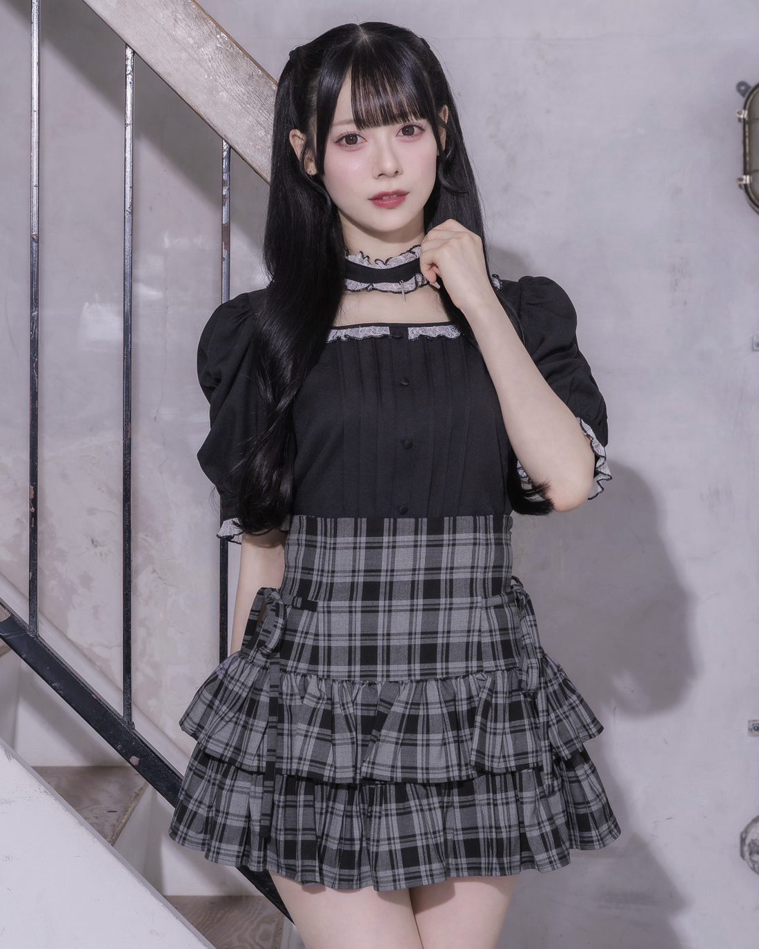 モデル身長:155cm/着用カラー : グレーチェック