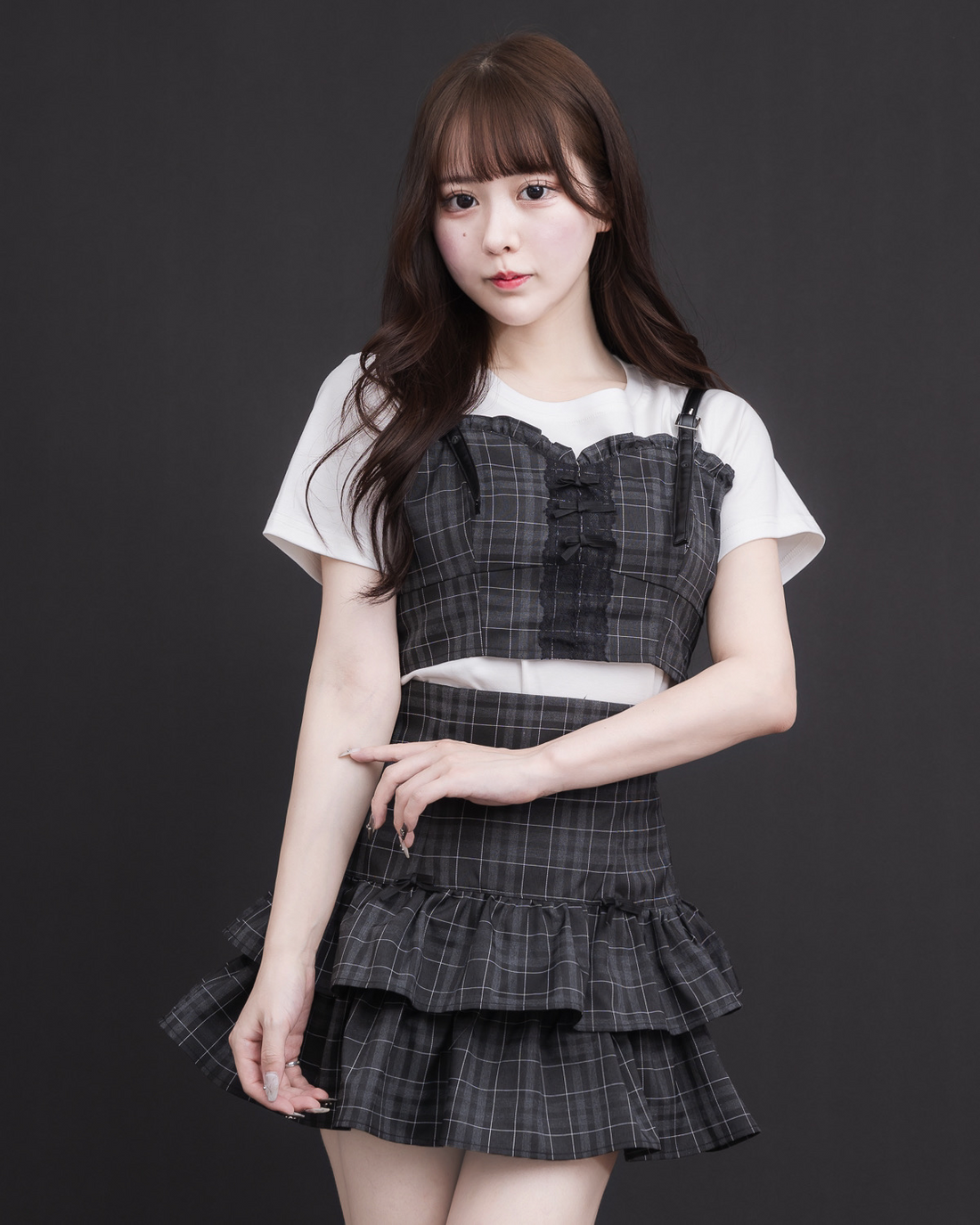 モデル身長:157cm/着用カラー:ブラックチェック