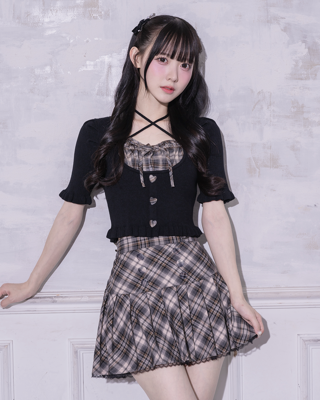 モデル身長:159cm/着用カラー:ブラック