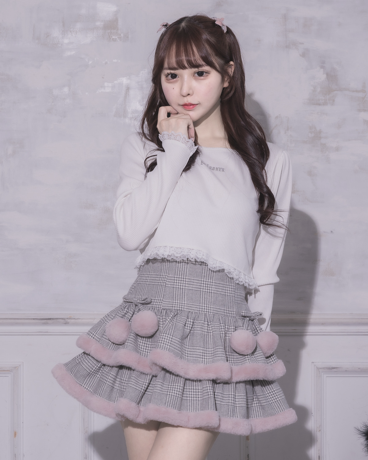 モデル身長:157cm/着用カラー:グレーチェック