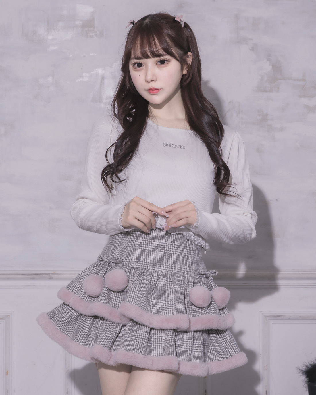 モデル身長:157cm/着用カラー:グレーチェック