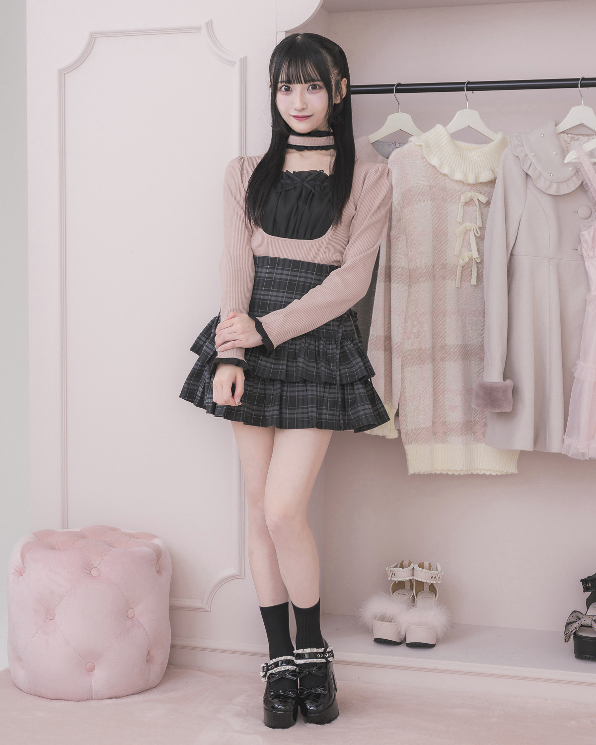 モデル身長:157cm/着用カラー:ピンク