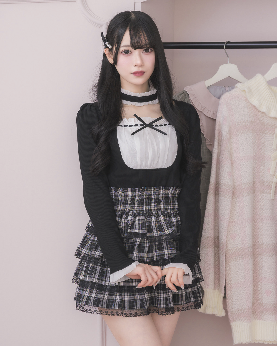 モデル身長:155cm/着用カラー:ブラック