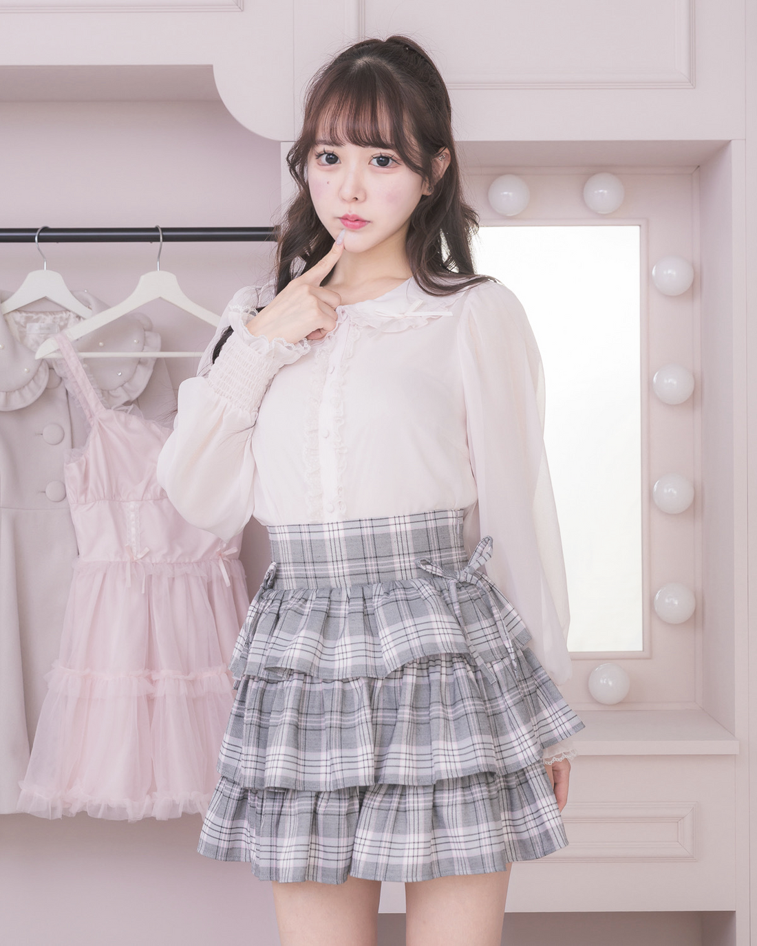 モデル身長:157cm/着用カラー:ピンク