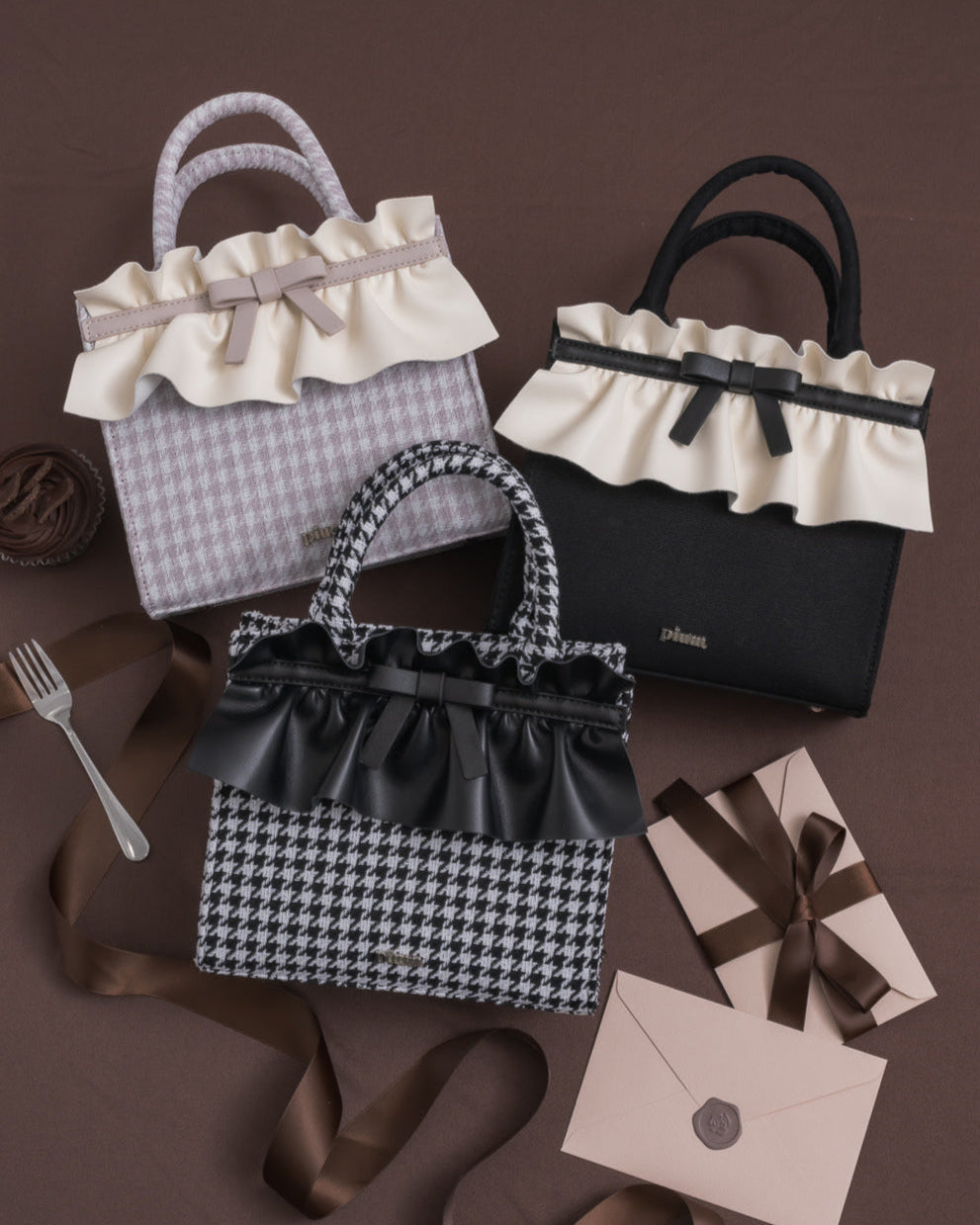 フリルリボンスクエアミニトートバッグ