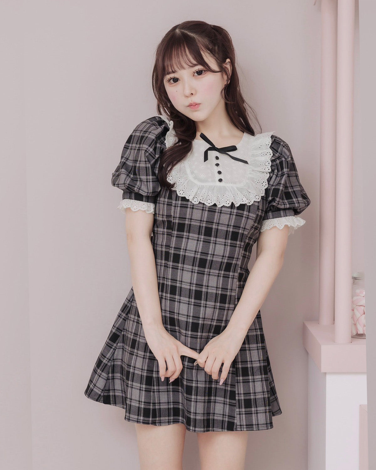 モデル身長:157cm/着用カラー:グレーチェック