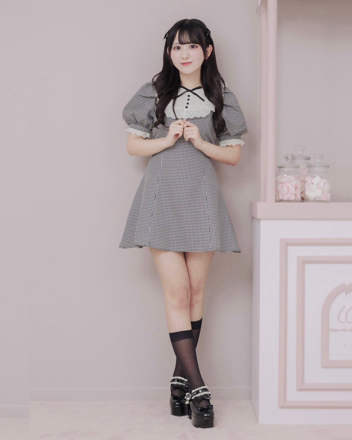 モデル身長:162cm/着用カラー:ギンガム