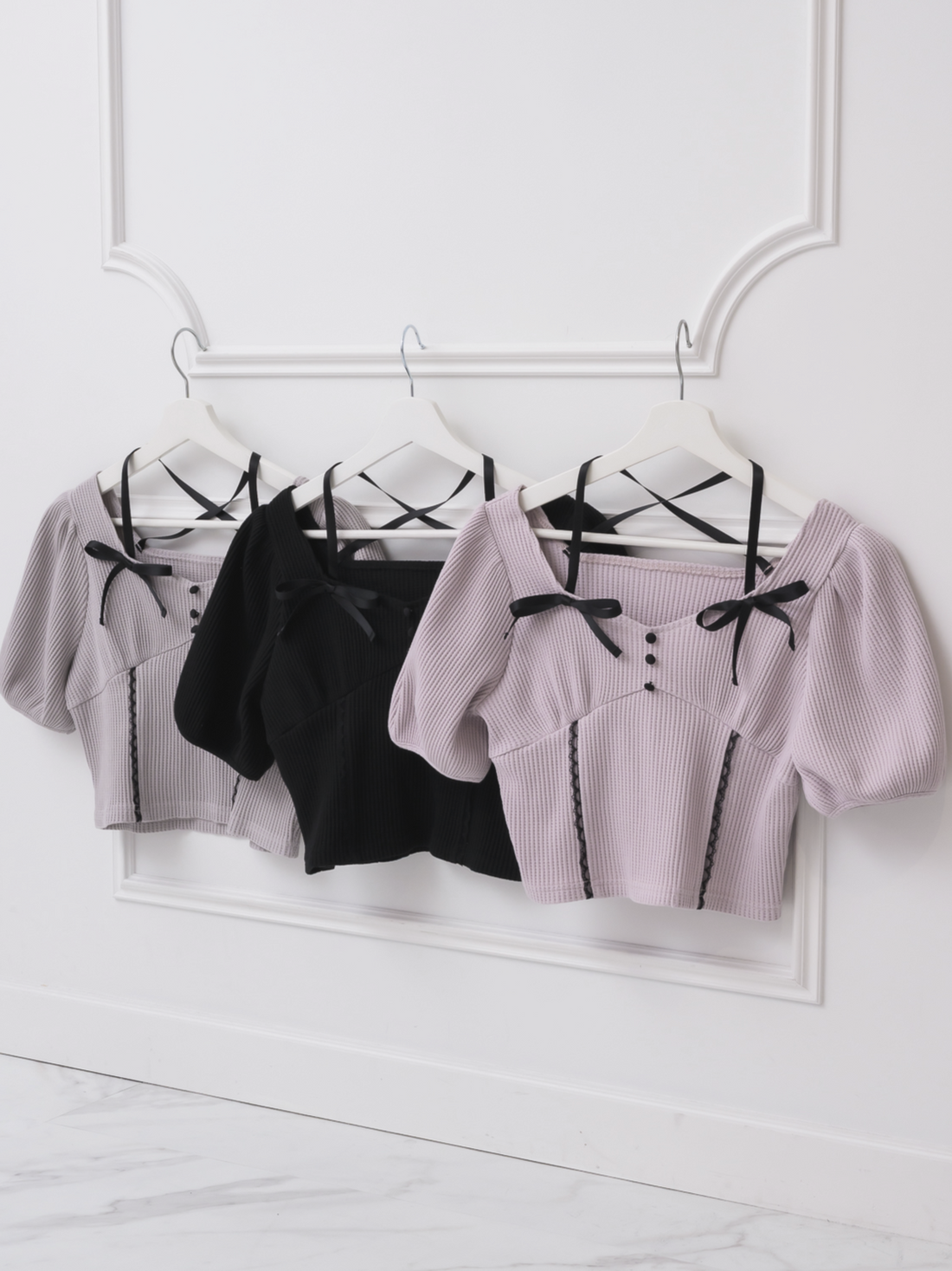 コルセットワッフルカットソー