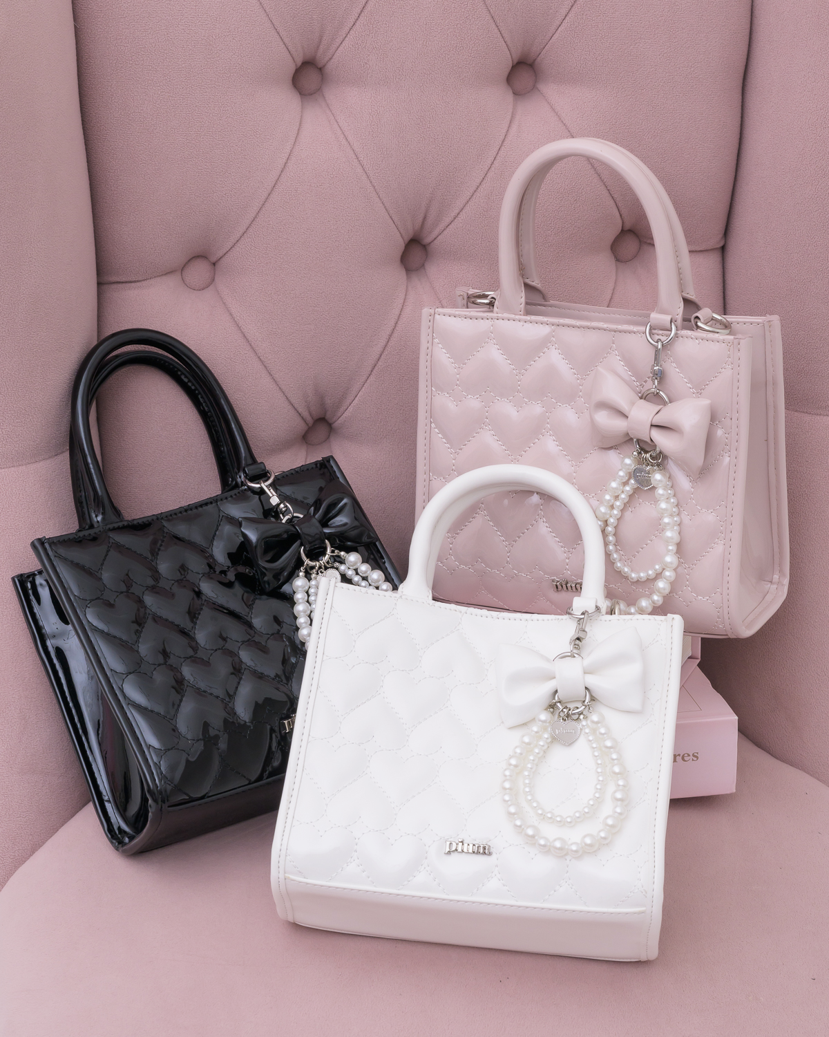 pium ピウム ハートポーチ付きキルティングボストンバッグ Pium♡ ハートポーチ付きキルティングボストンバッグ♩ レア