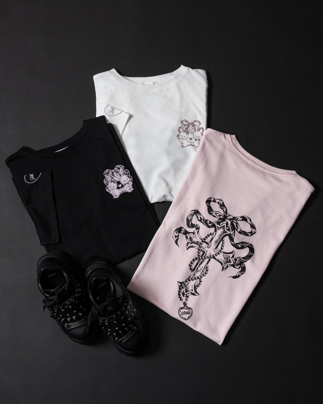 リボンクロスオーバーサイズ半袖Tシャツ